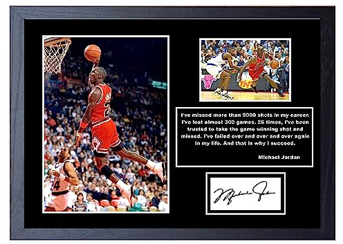 Hochwertiger signierter Kunstdruck von Michael Jordan, A4, gerahmt, 34 x 24 cm