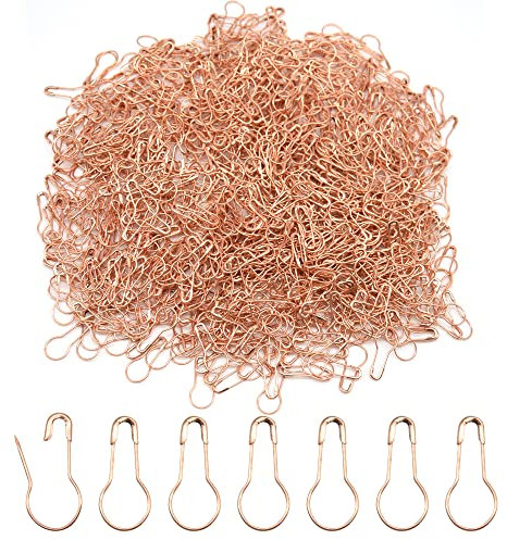 Hocansen 1000 Stück Sicherheitsnadeln Metallkürbisnadel 22mm Birnenförmige Snadeln Calabash Pin für Maschenmarkierer,Stricken,Nähzubehör(Roségold/HL)