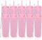 Volhoply 16oz Plastic Skinny Tumblers Bulk 10 Pack,Double Wall Tumbler with Lid and Straw,BPA Free Matte Acrylic Iced Coffee Cups with Straw,480ML Reusable Cute Mug for Parties,DIY Gift(Pink,10 Set