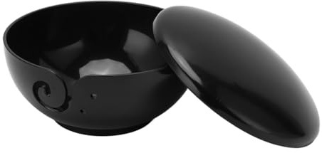 Yarn Bowl, Handmade Craft Crochet Bowl with Holes Storage Container for Free Knitting Crocheting Wool Plastic Ball Holder Crafted Kit Winch Mount Tool Organizer Accessories, Black