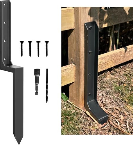 AKINGKONG Fence Post Repair Kit - Thickened 11-Gauge Steel Anchor & Stake for Broken/Leaning 4x4/6x6 Wood Posts (Heavier 5.47 lb, 1-Pack)
