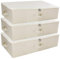 iwill CREATE PRO Unterbett-Aufbewahrungsbehälter, faltbar, starr, Organizer, Stoff-Aufbewahrungsboxen für Kleidung, Decken, Schuhe im Schrank, Kleiderschrank, Beige, 3 Stück