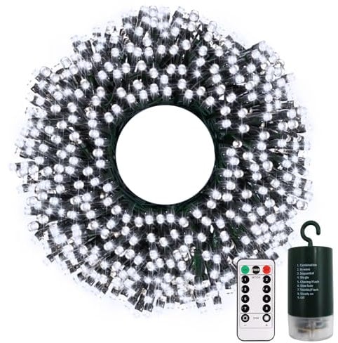 echosari Battery Operated String Lights, 20M 200 LED Battery Fairy Lights with Timer 8 Modes, Waterproof Fairy String Lights for Outdoor Home Garden Party Christmas Trees Decoration (Cool White)