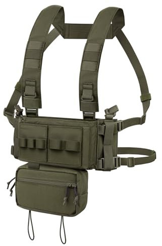 KRYDEX GEAR Chest Rig, MK3 Taktische Weste Military Molle Airsoft Weste mit 5.56 M4 Mag Taschen und Pistol Magazin Taschen (Ranger Grün)