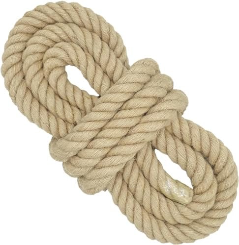 10 mm * 10 m Corda di iuta spessa intrecciata a 4 fili per altalena e da tiro alla fune per impieghi gravosi, Corda di juta per artigianato, giardinaggio, amaca, ringhiere, dock