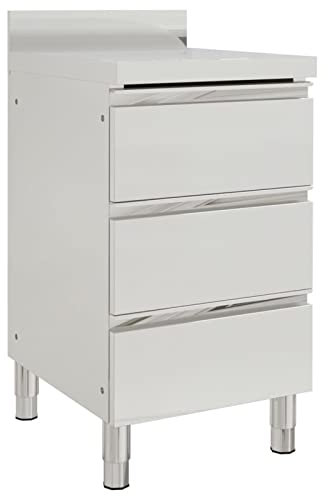 LAPOOH Armario de Cocina Comercial con 3 cajones Acero Inoxidable, Mueble Fregadero, Mueble Baño Cocina, Modulos De Cocina, Armario Baño Cocina - SPU:151179