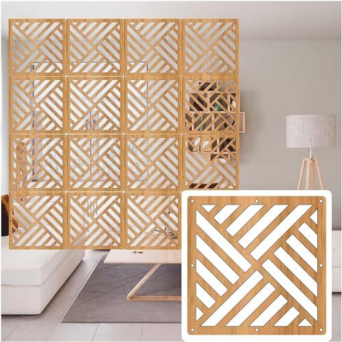 Raumteiler Trennwand, Paravent Raumtrenner 12 24 36 48 60 90er-Pack-Set hängende Raumteilerplatten, Raumteiler aus Holz und Kunststoff, Sichtschutz, DIY-Raumdekoration mit allem Zubehör, einfach zu in