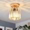 ANWIO Moderne Kristall Deckenleuchte, Vintage Kristall Kronleuchter Metall Käfige Lampenschirm E27 Fassung Pendelleuchte Deckenlampe für Schlafzimmer Wohnzimmer Flur Küche Esszimmer, Gold