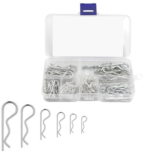 NAYAGOGO 100 Pcs R Clips, Cotter Pins Assortment Kit, Split Pins Assortment Kit, R Clips Split Pins Retaining Spring Hitch Cotter, for Farm Trucks, Cars, Campers, Lawn and Garden Equipment