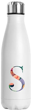 Genérico Botella Térmica Personalizada Inicial Regalo Día de la Madre, Amiga, Novia, Pareja Botellas de Agua Acero Inoxidable Doble Capa 500 ml Bebidas Frias y Calientes (S)