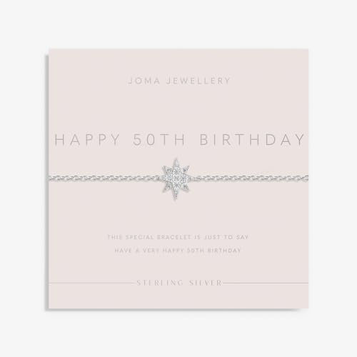 Joma Jewellery Armband „Happy 50th Birthday“ aus Sterlingsilber