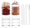FOGAWA 4PCS Glass Coffee Mugs 300ML Latte Glasses Coffee Glasses Iced Coffee Cup with Straw Glass Cups Clear Drinking Glasses Vintage Ribbed Glassware Wavy Glasses for Coffee Milk Juice Tea