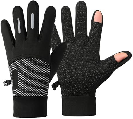 Lässige Handschuhe 2024, modische Winterhandschuhe, Winterhandschuhe, fingerlos, gestrickt, warm, Halbfinger, Wollhandschuhe, Fäustlinge, Schwarz , Einheitsgröße