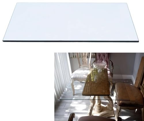 SXKJQER Glasplatte Tisch Glas 8mm Nach Maß Klar - Sicherheitsglas Glasplatten Rechteckig Als Schutz Transparent - Verwendung Als Ersatztischplatte Oder Als Eigenständiger Tisch(100x100cm)