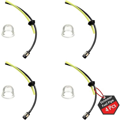 4 PCS Strimmer Fuel Pipe, Universal Grass Trimmer Fuel Line, Fuel Filter Kit, Petrol Strimmer Parts with Air Fuel Filter Primer Bulb for Brushcutter Trimmer Mower Hedge Trimmer