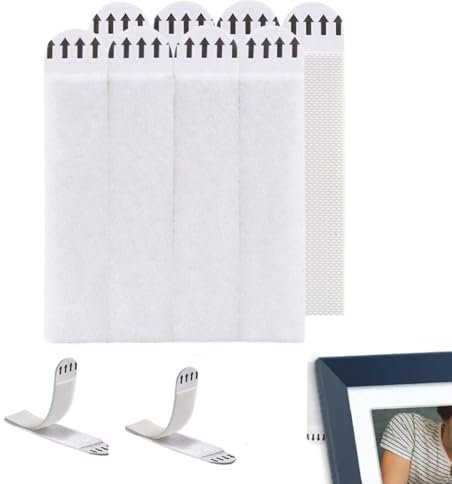 AOEVUIR 8 Paires Languettes Accroches Tableaux Bandes de Suspension Résistantes à l'Eau pour Accrocher des Cadres et Décos de Noël