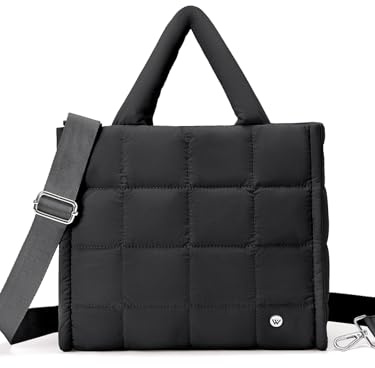 Westbronco Puffer Crossbody-Tasche für Damen, gesteppte Tragetasche, bauschige Wochenendtasche, Übernachtungstasche, Nylon-Schultertasche