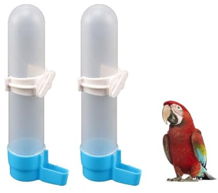 2 Pack Automatic Bird Water Feeder Dispenser | Hanging Multicolored Plastic Bird Water Bottle for Parrots, Budgies, Parakeets, Cockatiels - 120ml