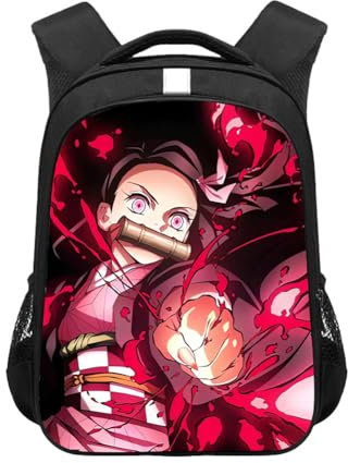 Xinchangda Kamado Tanjiro/Kamado Nezuko Rucksack Cartoon Anime Schulrucksack, 33*10*45cm, Rot, Weiß