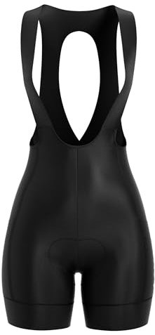 LAMEDA Fahrradhose Damen Gepolsterte Kurz Trägerhose Fahrrad Sommer Bib Shorts Atmungsaktiv Elastisch Radhose mit Sitzpolster für Radfahren Rennrad Schwarz S