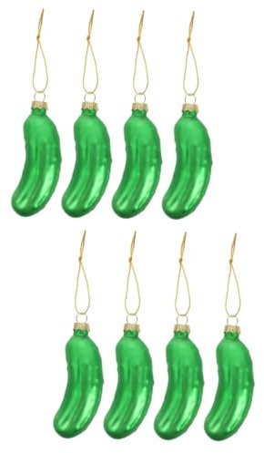 TOPBATHY 8 STK Gurke Anhänger Weihnachtsbaumschmuck Weihnachtsschmuck Baum hängende Ornamente Weihnachtsgurke Christbaumschmuck cutermesserser Gurken Glasanhänger Gastgeschenke