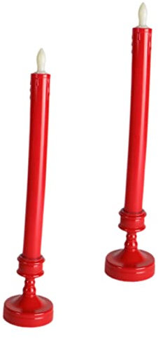 Artibetter 2pcs LED Candle Lights Candle Ornaments Dripless Candlesticks Flameless Candles Light Candle Light Reusable Window Candles Red Candle Battery Operated Taper Candles Plastic Pp