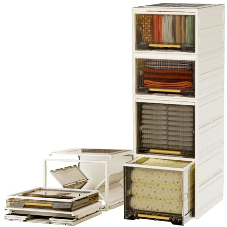 Heikoeco® Faltbarer Schrank Organizer Kleiderschrank, stapelbare Schubladenboxen aus hochwertigem Polypropylen, Schubladenschrank Kunststoff (40cm breit, 2 x 26cm+2 x 36cm hoch)