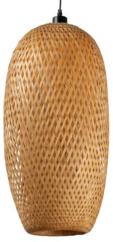 Riess Ambiente Handgefertigte Hängeleuchte Organic Living - 60cm - Natur - oval - aus Bambusholz