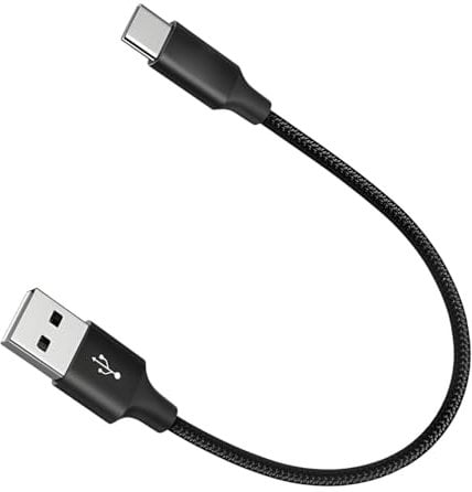 pluX USB C Cable Short 25cm/0.25M 10Gbps Data USB3.1 Gen2 Type C Android Auto Cable QC3.0 3.1A USB A to C Fast Charger for Samsung Note20 Galaxy S24/S23/S22/S21 Tab S9 Pixel9 M4 iPad Pro 2024-Black