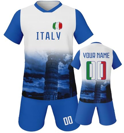 Fußball Trikot für Kinder, Personalisiert Fussball Trikot Jungen und Mädchen Mit Eigenem Namen Nummer, Fußball T Shirt Shorts Set Trainingstrikots
