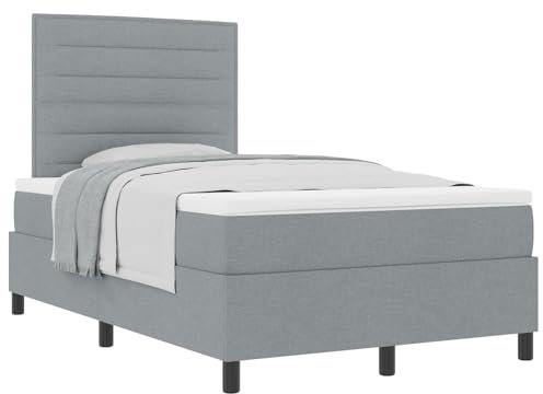 vidaXL Boxspringbett mit Matratze Hellgrau Stoff 120X200 cm Modern Polsterbett für Schlafzimmer Drinnen Nutzung Erwachsene Schlaflösung Einzel Kinder Gäste Queen Zeitgenössisch