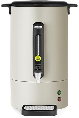 HENDI Percolateur à café 14L UNIQ, cafetière à percolation avec paroi simple et robinet anti-gouttes, filtre intégré, 230V, 50/60Hz, 1750W, 357x380x(H) 502mm, blanc cassé, Inox, PP