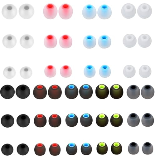 54Pcs Earbud Replacement Tips，27 Pairs S M L Ear Bud Rubber Tips Silicone Earbud Tips Earbud Covers for Ears Headphone Ear Covers Replacement (Inner Hole 3.8mm -5.1mm)