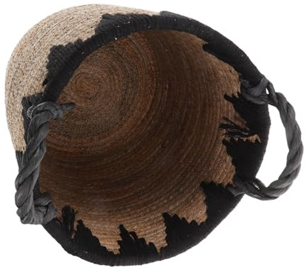 Warmhm Handmade Natural Seagrass Straw Storage Basket Woven Clothes Hamper for Laundry Nursery Bedroom Decorative Hamper Bin with Handle Versatile Large Capacity Organizer