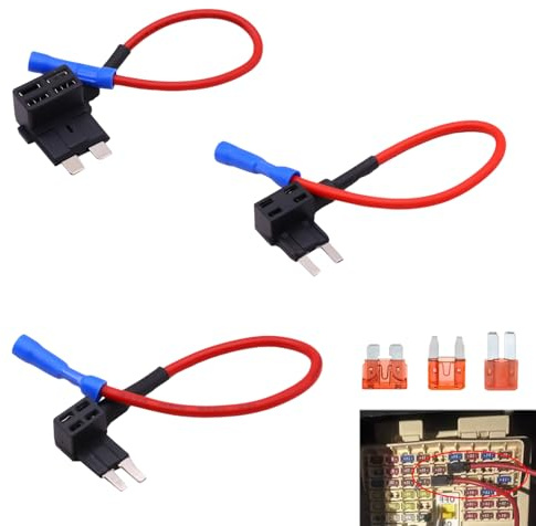 3 Pcs Fuse Taps Set, Piggy Back Fuse Holder, Mini Adding a Circuit Adapter Kit, 12V 24V Fuses Socket for Car Truck Boat Motorcycle Dash Cam GPS LED Light Additional Circuits (Medium Small Micro)