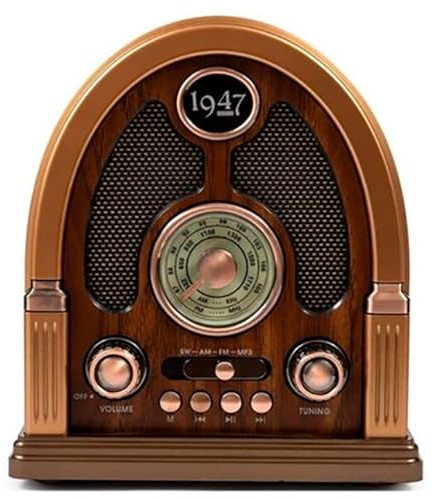 Radio Altavoz Bluetooth Retro de Madera con Radio FM Multibanda
