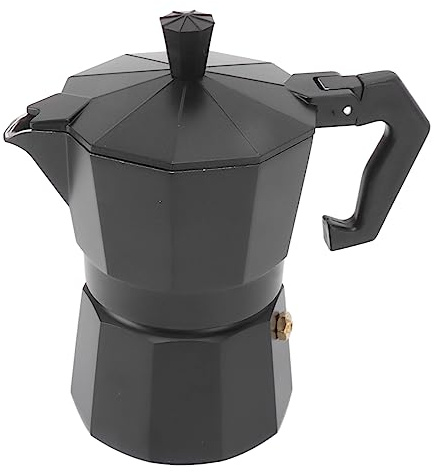 BONKZEBU Moka-Kanne, Zuverlässige, Einfache Italienische Kaffeemaschine aus Aluminiumlegierung für Starke Kaffeeliebhaber (Schwarz 150 ml)