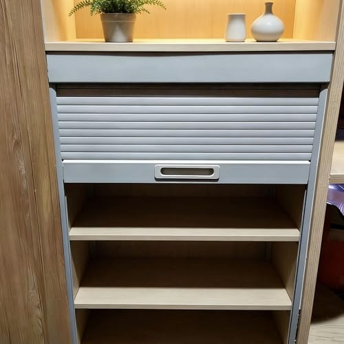 Vibeo Porte Accordéon Interieur Kit de Porte de Placard à Enroulement avec Rail, Porte Coulissante à Tambour Abattante, 50 60 80 90 100 cm Hauteur, Porte à Tambour pour Placard(18x40in(45.7x101.6cm))