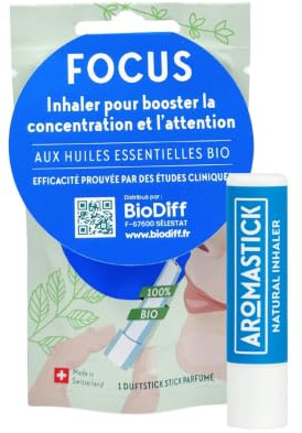 Aromastick Stick Inhaleur Focus 100% Bio - Huiles Essentielles pour Concentration et Attention