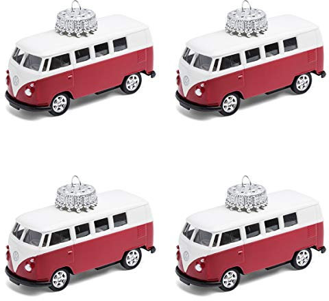 corpus delicti :: Christbaumschmuck aus Metall – die rollende Alternative zur Weihnachtskugel – kompatibel mit VW Bus T1 (4er Set rot)