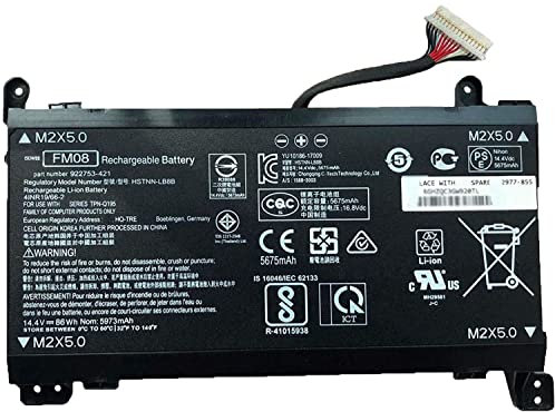 HSTNN-LB8B FM08 TPN-Q195 922752-421 922753-421 Remplacement de la Batterie d'un Ordinateur Portable pour HP Omen 17-AN013TX 17-AN014TX 17-AN014NG 17-an008ur Series(14.4V 86Wh) (16-Pin Connector)