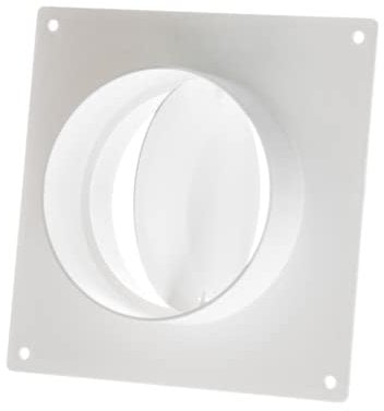 100mm / 4 Inch Duct Connector with Flange and Backdraft Damper - Round PVC Ducting - Ventilation Pipe - Wall Plate