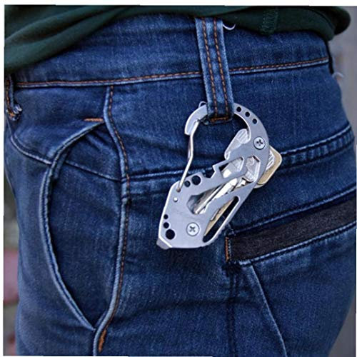 EDC multifonction mousqueton porte-clés Organisateur Utilitaire en acier inoxydable Multi Tool Gadget Porte de poche clip Camp Kit Voyage