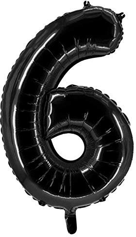 Party Factory XXL Folienballon Zahl 6, Luftballon 100cm, schwarz, Geburtstag, Abi, Jubiläum, Party Ballon, Heliumballon, Deko