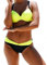 Ocean Plus Damen Gestreiftes Bikini-Set mit Brustpolster Bikinis Push Up mit Bügel Zweiteiliger Bademode (L (EU 38-40), Gelb)