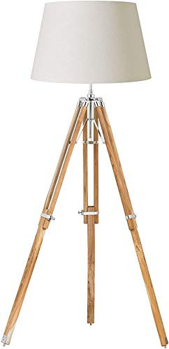 Nautical Replica Hub Tripod Floor Lamp Base Finish: Natural & Chrome (Lamp Shade is not Included)