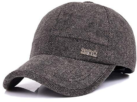 VoilaLove Cappello da Baseball da Baseball con Visiera a Becco di Lana Calda Invernale in Lana da Uomo, con scaldamani a Pieghe (X-caffè)