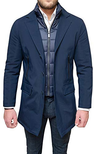 Giaccone piumino uomo Sartoriale giacca Soprabito Elegante Invernale (3XL, #152 Blu)