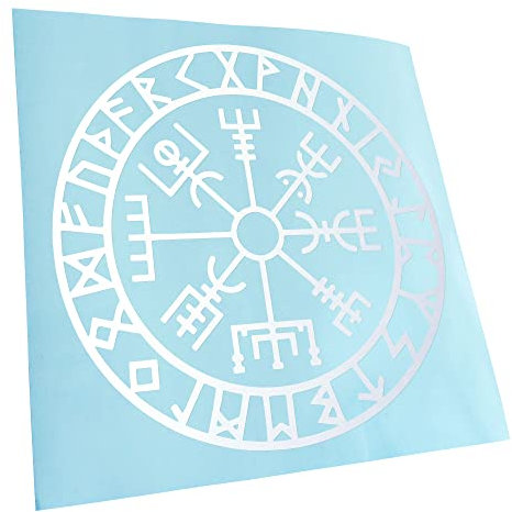 Kiwistar - Autoaufkleber - Wikingerkompass Runen - mattweiss - 30x30cm - Aufkleber für Auto, Laptop, Fahrrad, LKW, Motorrad mehrfarbig JDM Decal Racing