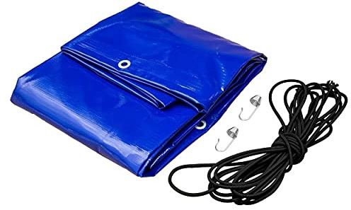UNITRAILER Flachplane 205,7 x 111,6 cm in Blau für Garden Trailer 200 Kipp PKW Anhänger, wasserdichte Abdeckplane 500 g/m2 mit elastischer Kordel zur Ladungssicherung